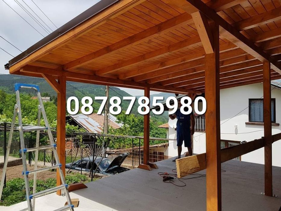 Дървени навеси Дървени тераси Дървена беседка Козирка Гаражи