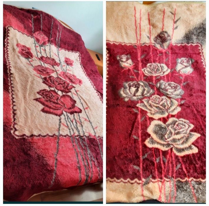 Pătură dublă, cu model trandafir