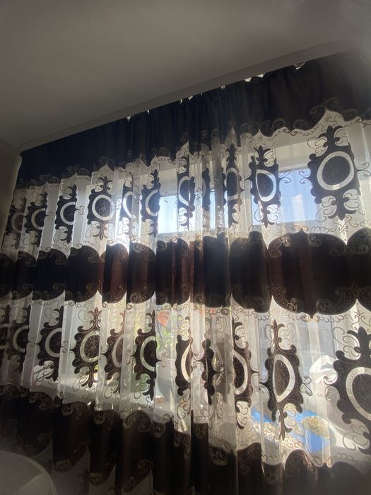 Тюль шторы коричневый