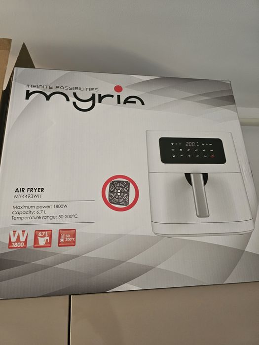 Friteuza cu aer cald MYRIA MY4493WH, 6.7l, 1800W, alb-negru