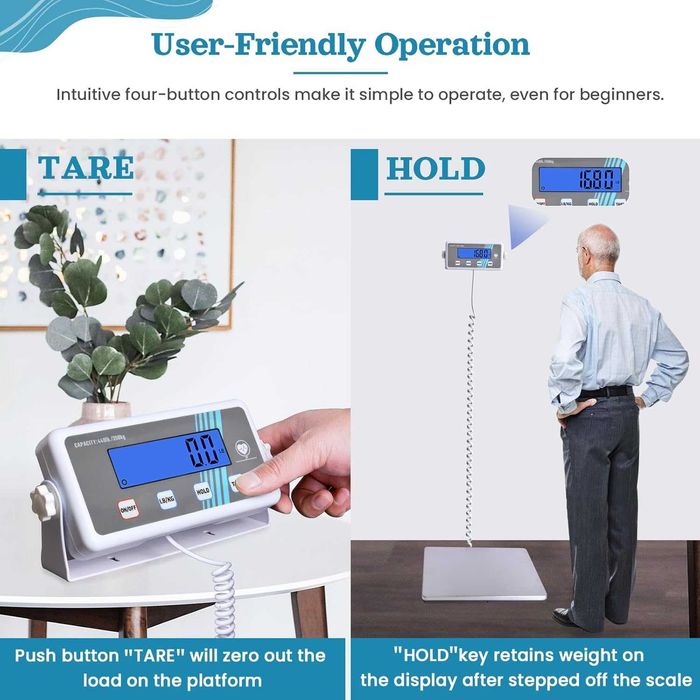 Медицински кантар heninhill за телесно тегло 200 кг, с голям дисплей