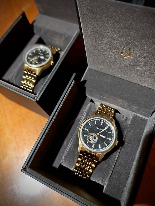 Bulova Gold Plated Bracelet Watch - Open heart