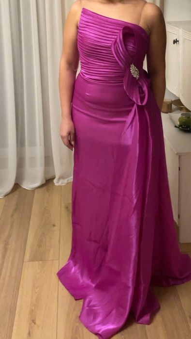 Rochie eleganta de ocazie, dama, lunga, fucsia