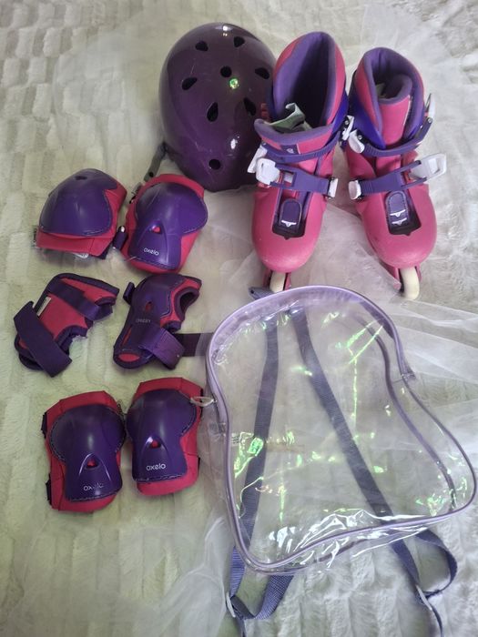 Set Role Copii Oxelo Play 3 Reglabile (30-32) + Protecții și Cască
