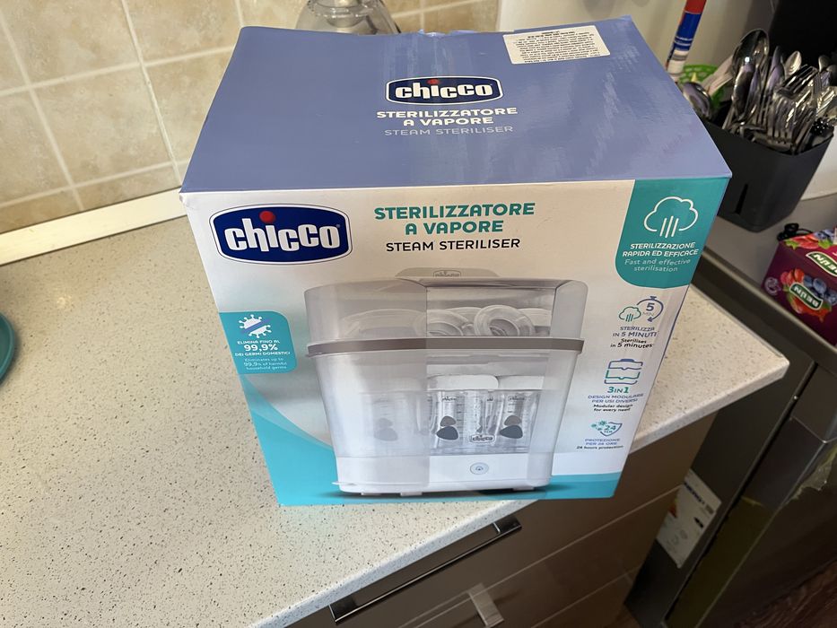 Sterilizator electric cu aburi Chicco 3 in 1 Steril Natural, 0luni+