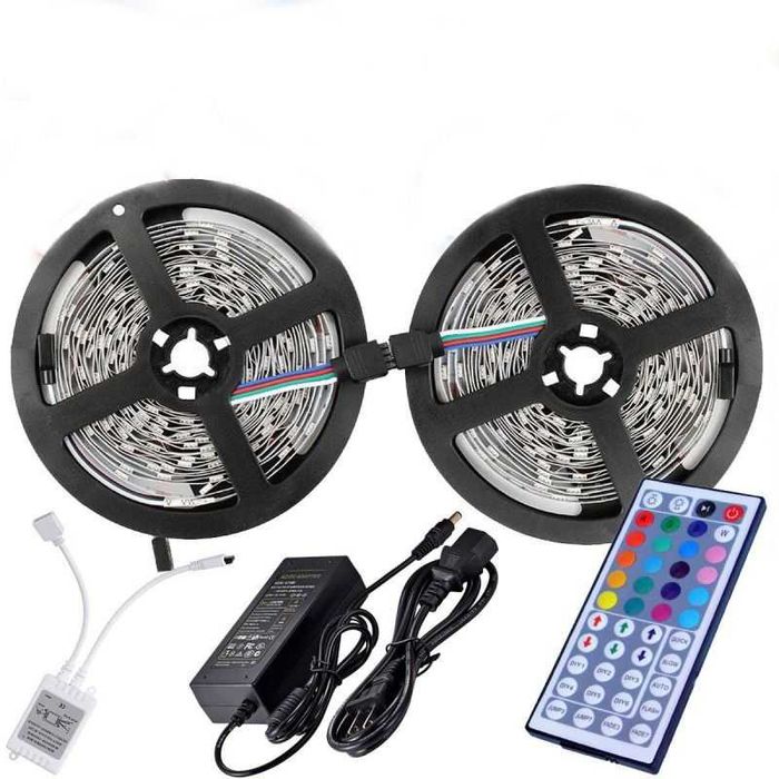 Комплект 10 м RGB цветна LED лента SMD5050 с дистанционно с 44 бутона и адаптер