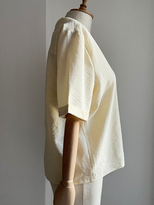 Бежова дамска риза JDY тип тениска, с яка, текстура, р-р L,4, маркова