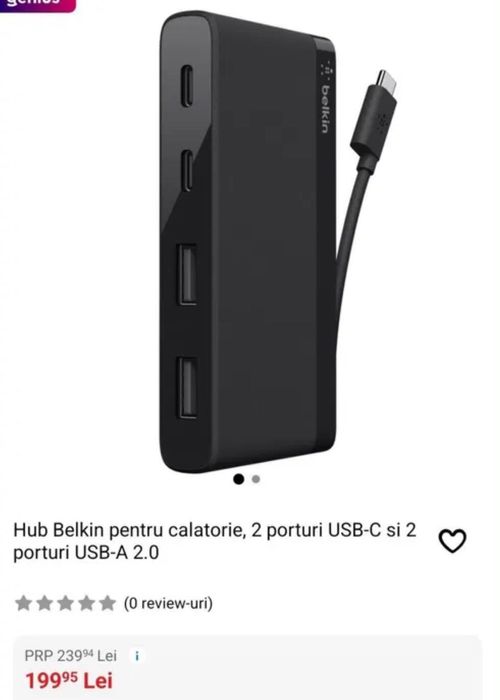 Hub Belkin USB  USB C, 2 porturi USB-C si 2
porturi USB-A 2.0
