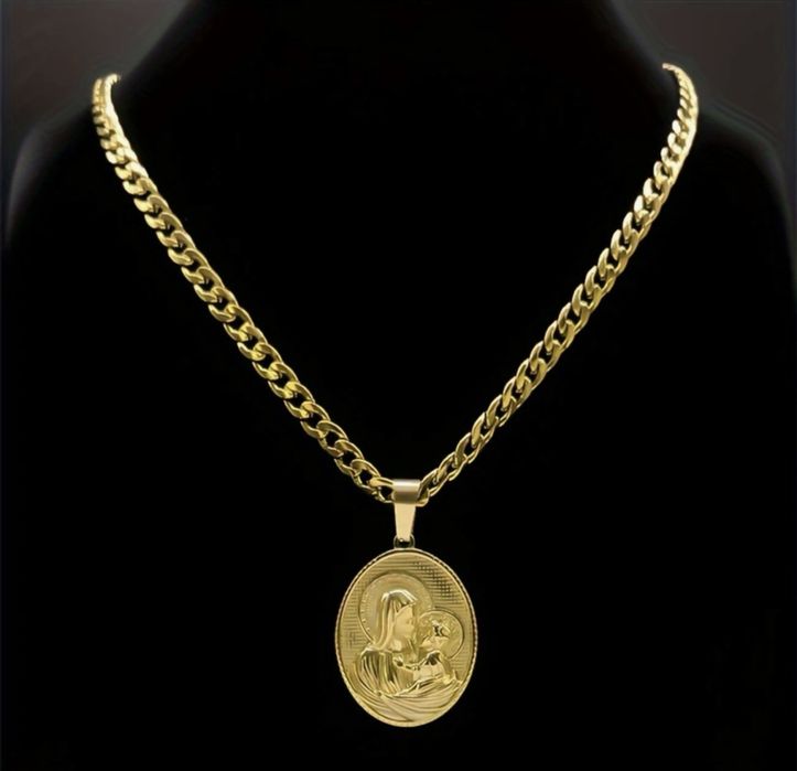 Позлатено с 18к златно покритие Колие " Дева Мария " 60см