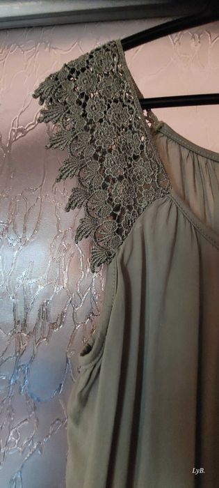 Bluzita matase, verde inchis kaki