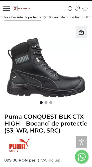 Ghete impermeabile PUMA Conquest BLK CTX S3 WR HRO SRC gen UVEX zero km