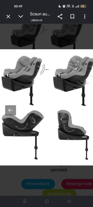 Cybex Sirona M2 i-size 0-4 ani, rotativ 360° Testat ADAC, scor foarte bun