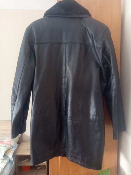 Дамско черно яке от естествена кожа XL р.