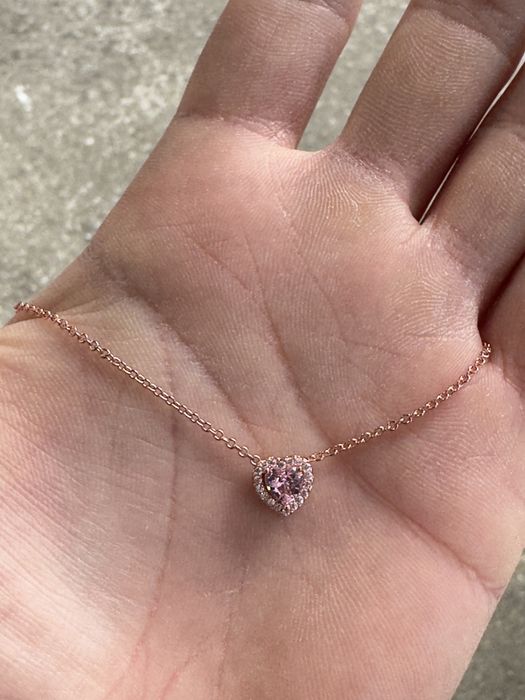 *NOU* Lantisor Pandora Inimioara Roz Original Cu Cutie Bijuterie