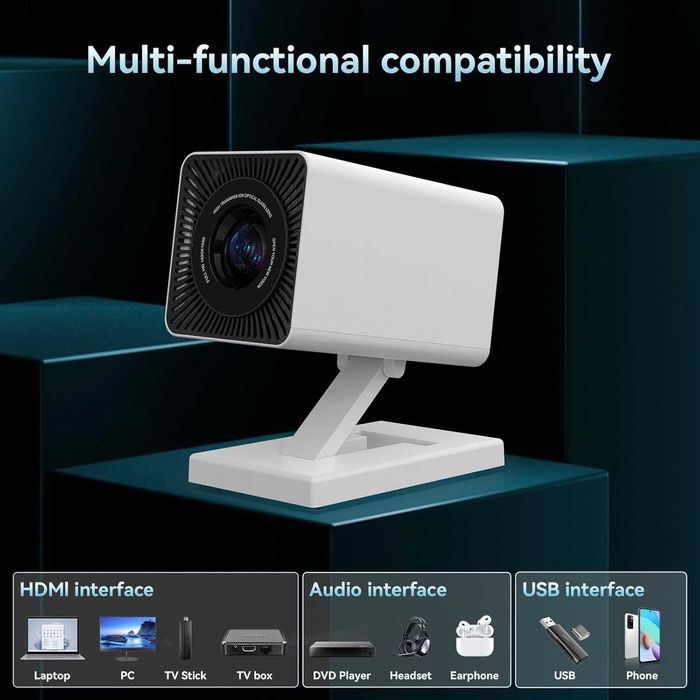 Мини проектор поддържа 4K 1080P, мини проектор с WiFi 6 и Bluetooth