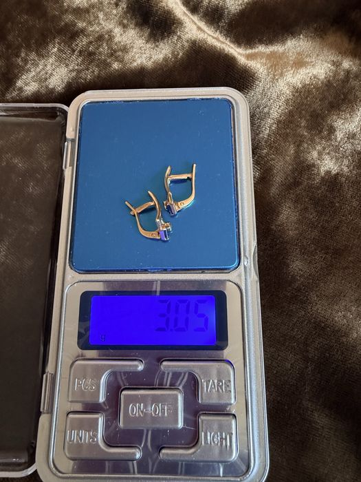 Серьги с сапфиром. 585 проба. Россия