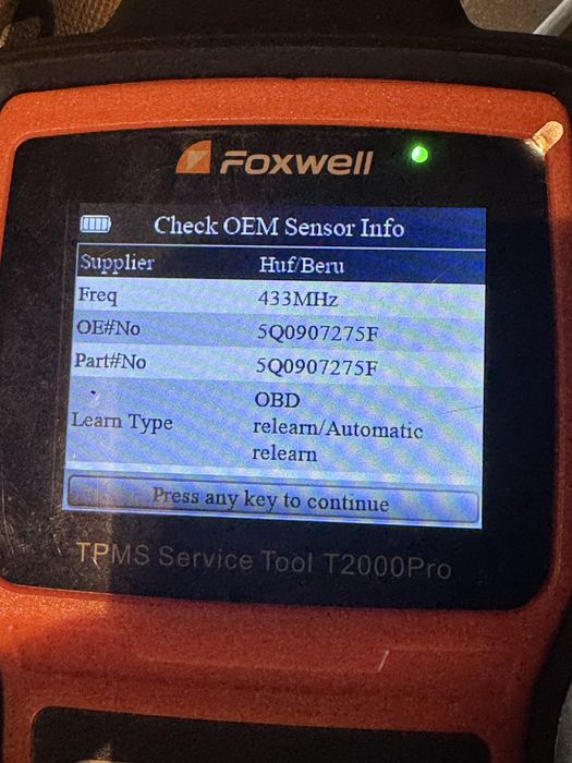 4 buc senzori presiune roți originali VW Audi Skoda Porsche 5Q0907275B