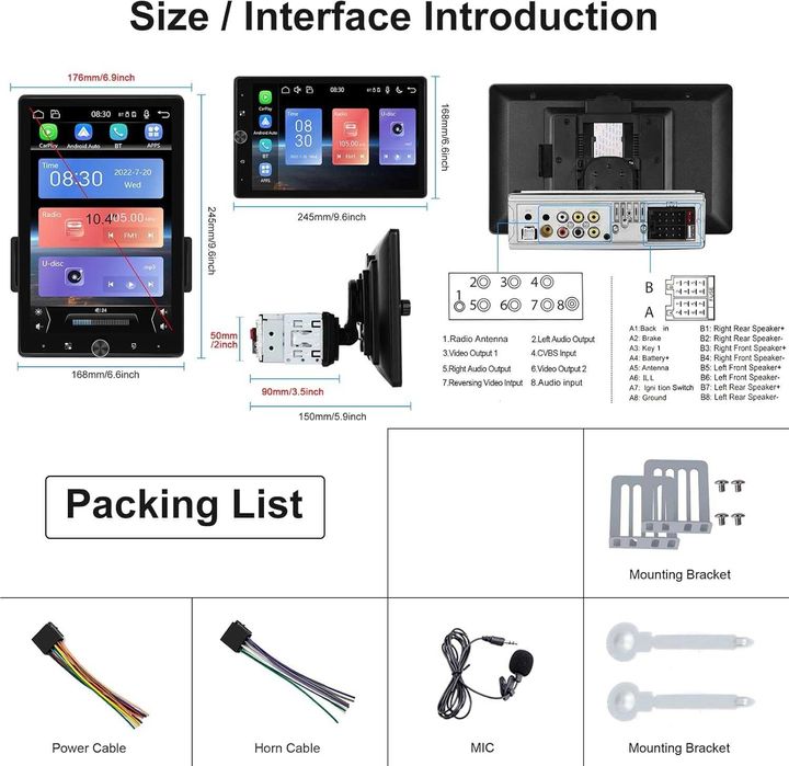 Мултимедия плеър с единичен дин за кола автомобил Carplay Android Auto