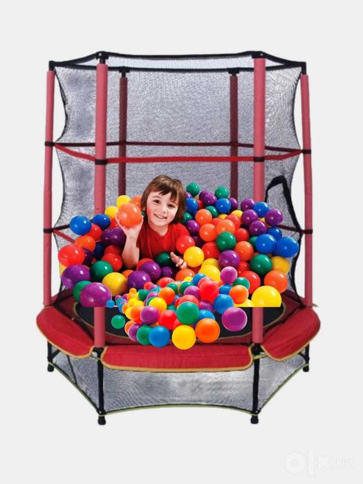 Батут каркасний-144х150 см. 100 шарик и доставка  бесплатно