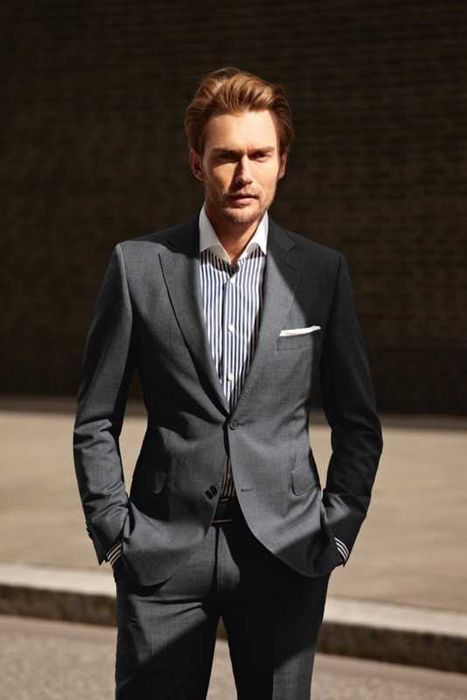 Sacou blazer slim 52 de lux Eduard Dressler lana super 130's gri