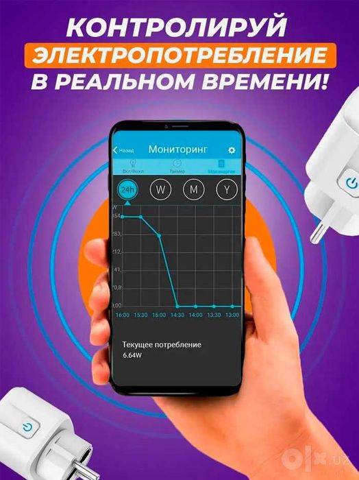 Умная розетка Tuya Smart Wi-Fi 20A