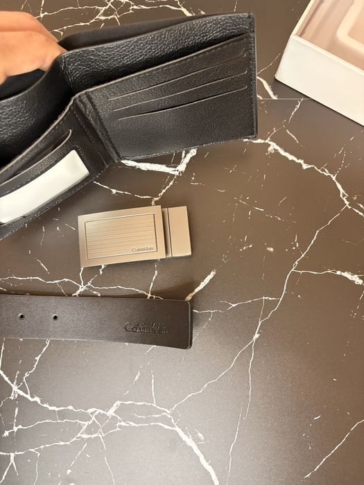 Set Cadou Calvin Klein Original – Curea + Portofel + Cataramă | Nou cu bon