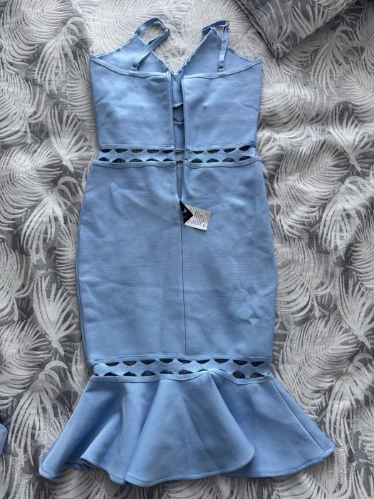 Бандажна синя рокля