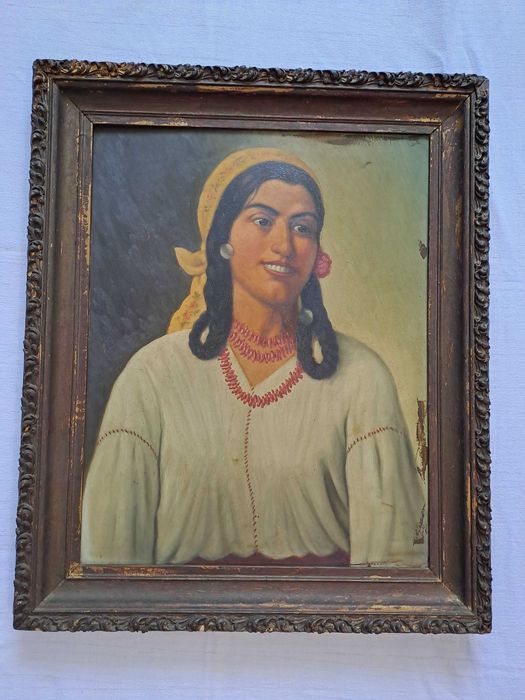 tablou vechi romanesc reproducere tiganca de theodor aman 70/58 cm