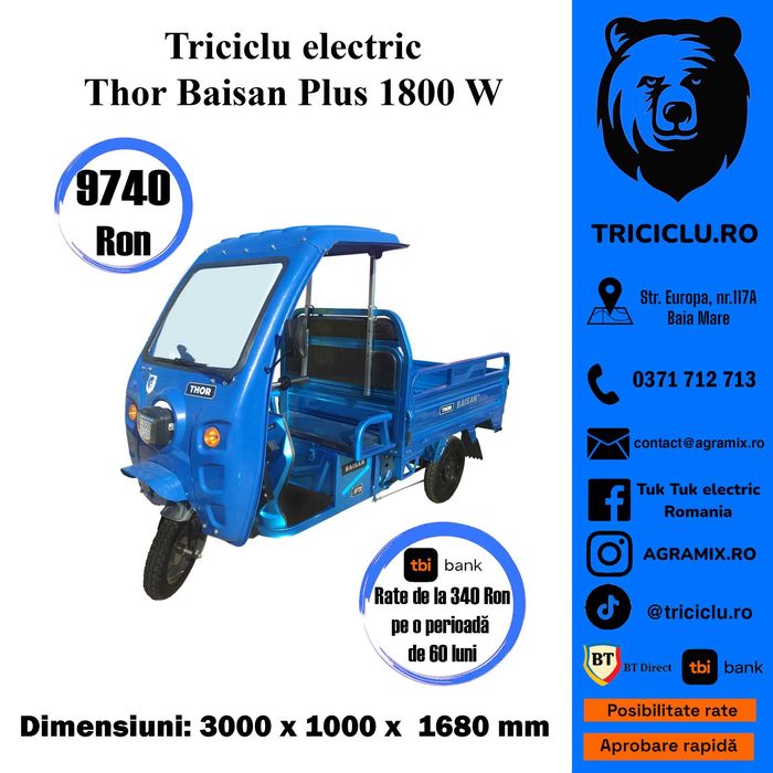 Thor Baisan 1800 W triciclu electric Agramix nou