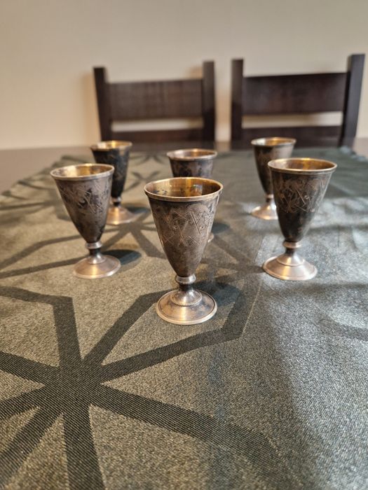 Превъзходен антикварен руски съветски сребърен сервиз 875