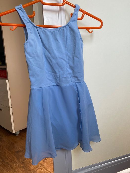 Costum balet fetite 8-10 ani, bumbac, bleu, fara maneci, stare excelen