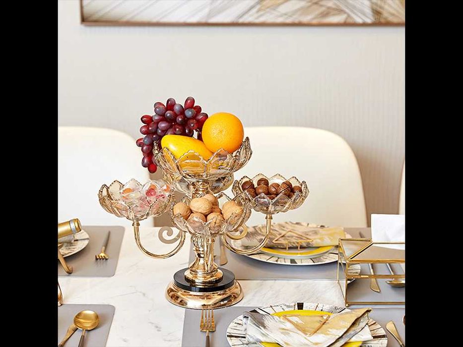 Platou de servire rotativ forma floare 5 compartimente 30x39cm