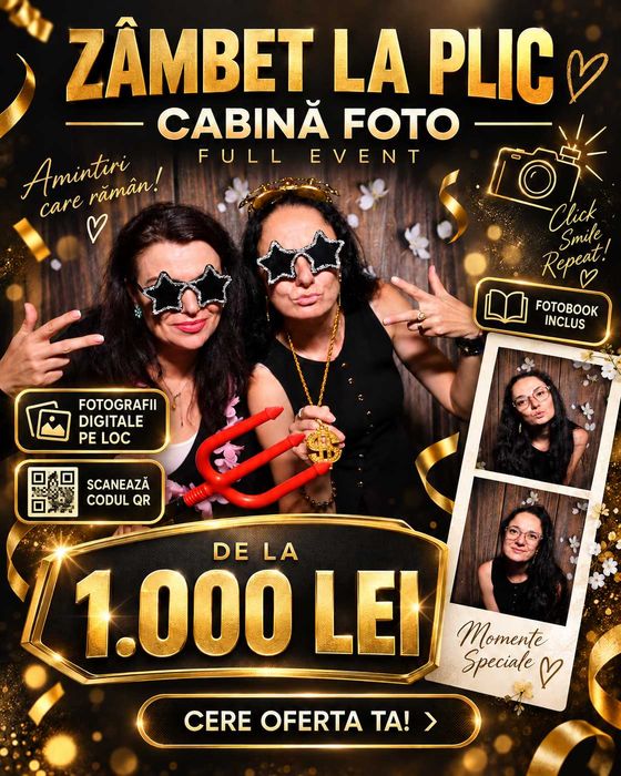 Cabină foto pentru evenimente – prețuri de la 800 lei