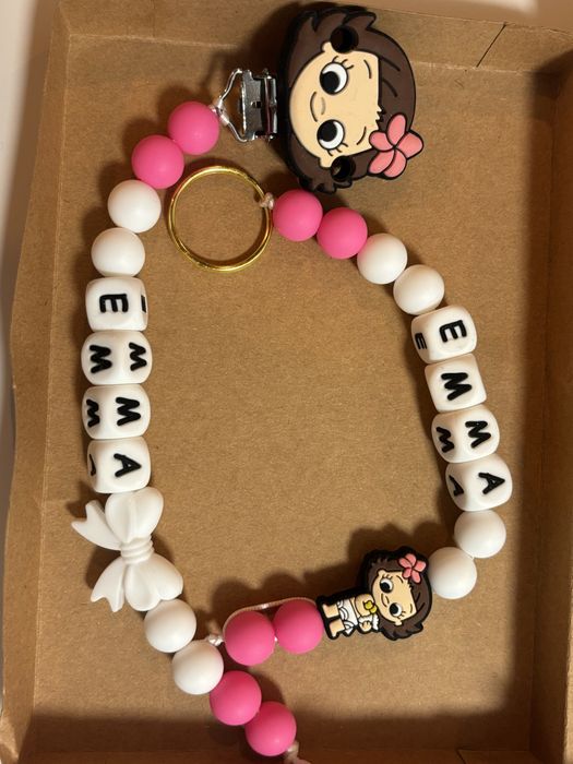 Силиконов клипс за биберон с име