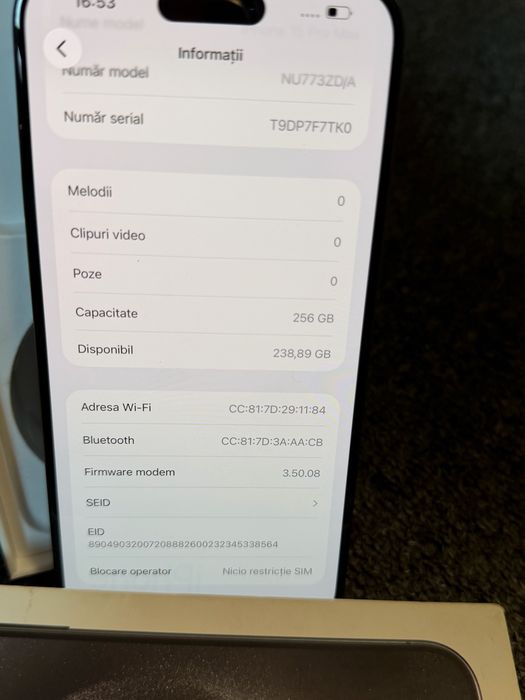 Oferta !! Iphone 15 Pro Max 256 gb IMPECABIL ! 100% baterie ! Full box ! Arata 10/10 !