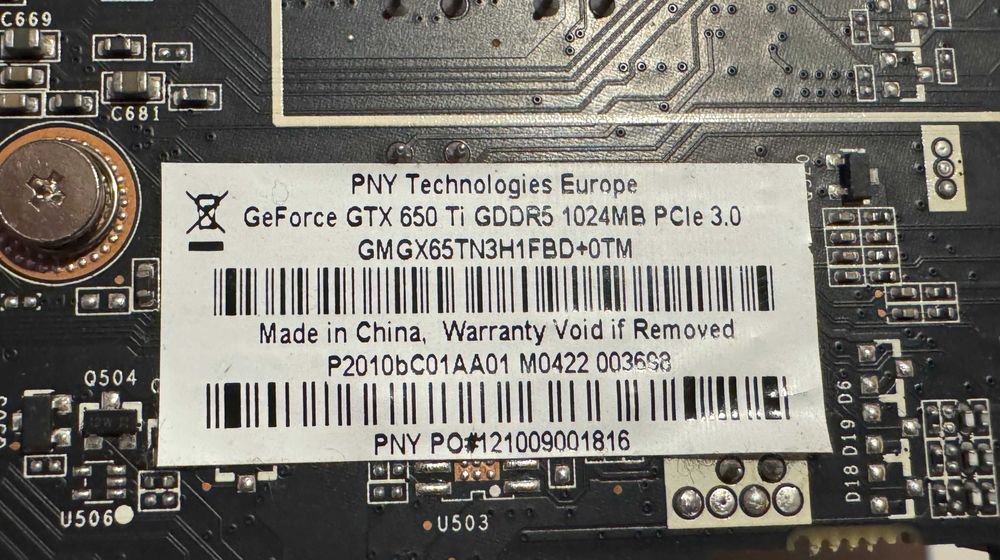 Placa video PNY nvidia GeForce GTX 650 Ti 1GB GDDR5 128bit