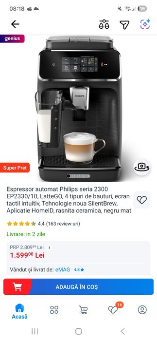 Expressor automat Philips Latte Go
