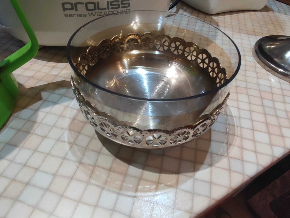 Сахарница  СССР мельхиор стекло