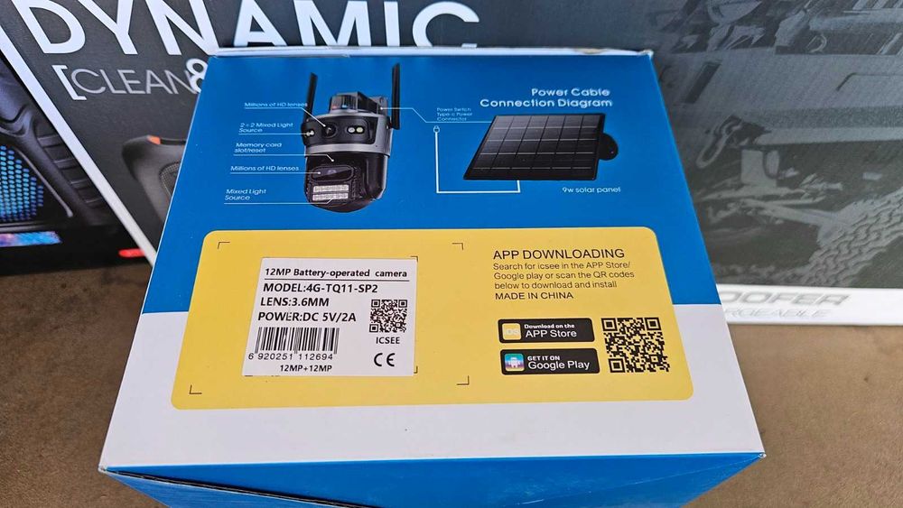 TQ11-4G ICSee Двойна безжична соларна камера 12MP+12MP 3.6мм IP66