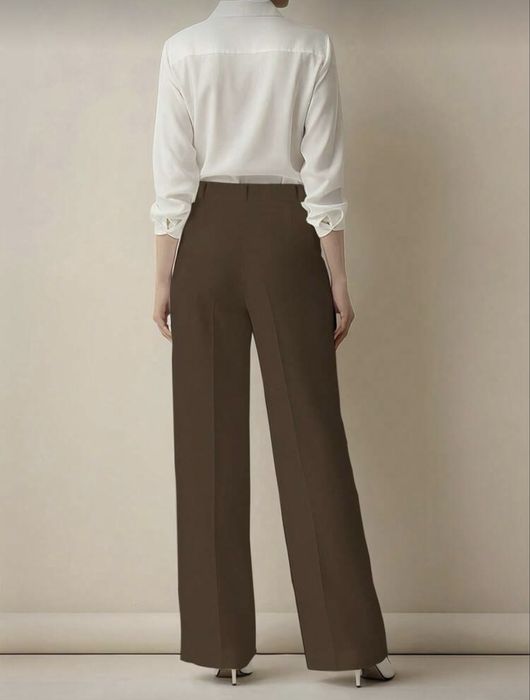 Елегантен дамски панталон – широк крак | Кафяв