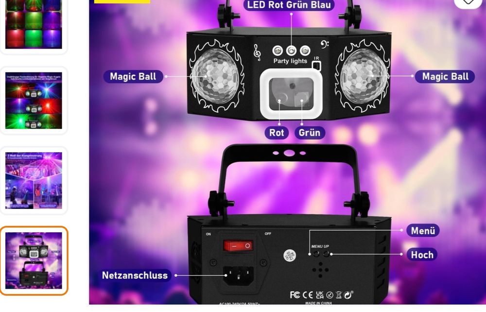 Lumină Disco Vicalo Dual Balls–Nouă,RGB,Stroboscop,Activare pe Muzică