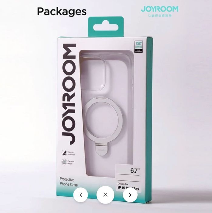 Carcasă magnetică Joyroom JR-BP004 de protecție cu suport pentru iPhone 15 Pro (transparent) / Husa silicon Magsafe Transparenta