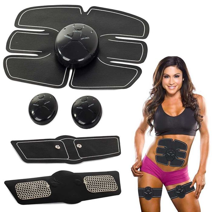 Aparat electrostimulator EMS 3-in-1 pentru abdomen brate si coapse