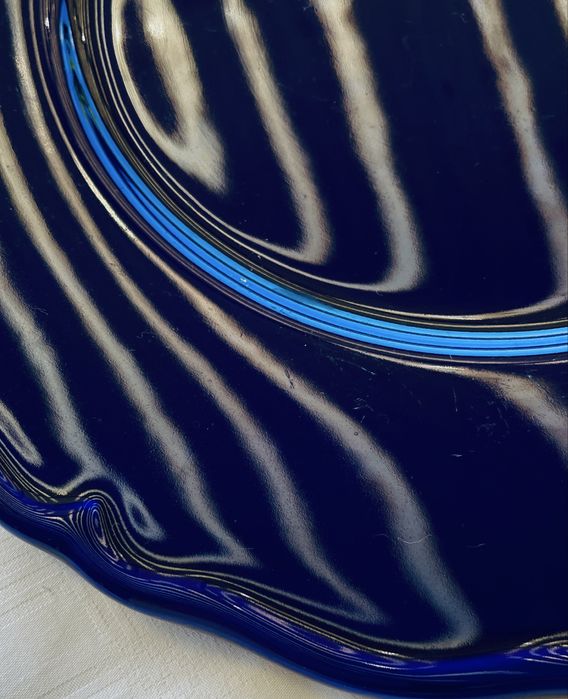 Големи стъклени кобалтови чинии-плата Este C.E. Италия