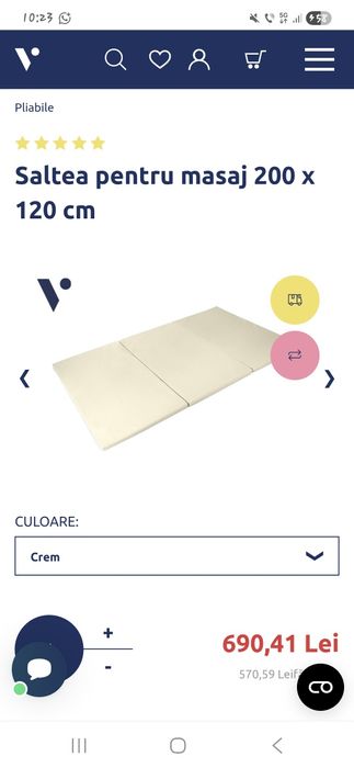 Saltea pentru masaj 200 x 120 cm – nefolosită, cu husă soft touch