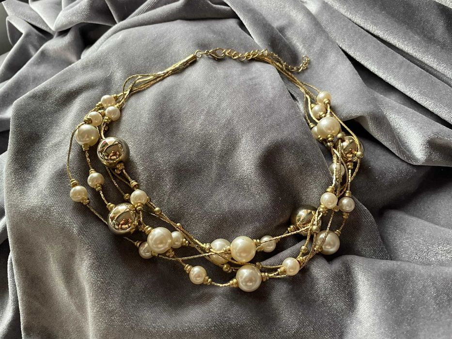 Перлена огърлица с 6 верижки, 47 см