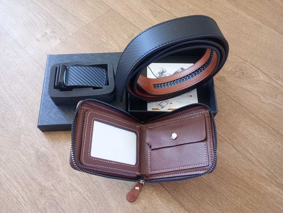 Кожен мъжки колан +подарък потрмоне