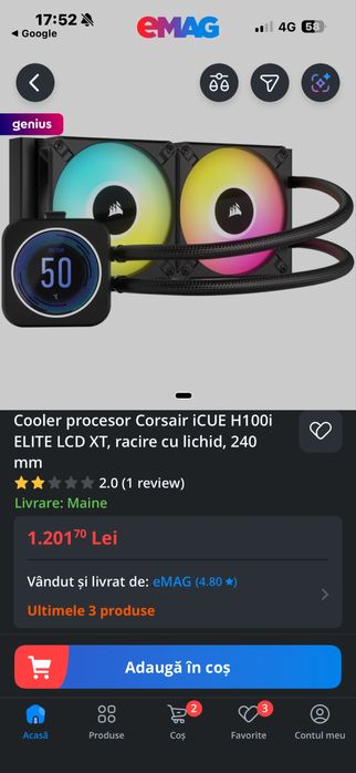 cooler  corsair h100i elite lcd display xt