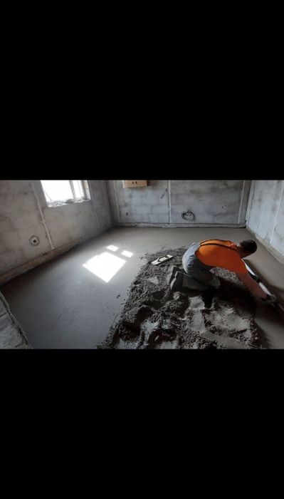 Полусухой стяжка . Механизирванная стяжка пола .ярим курук стяжка