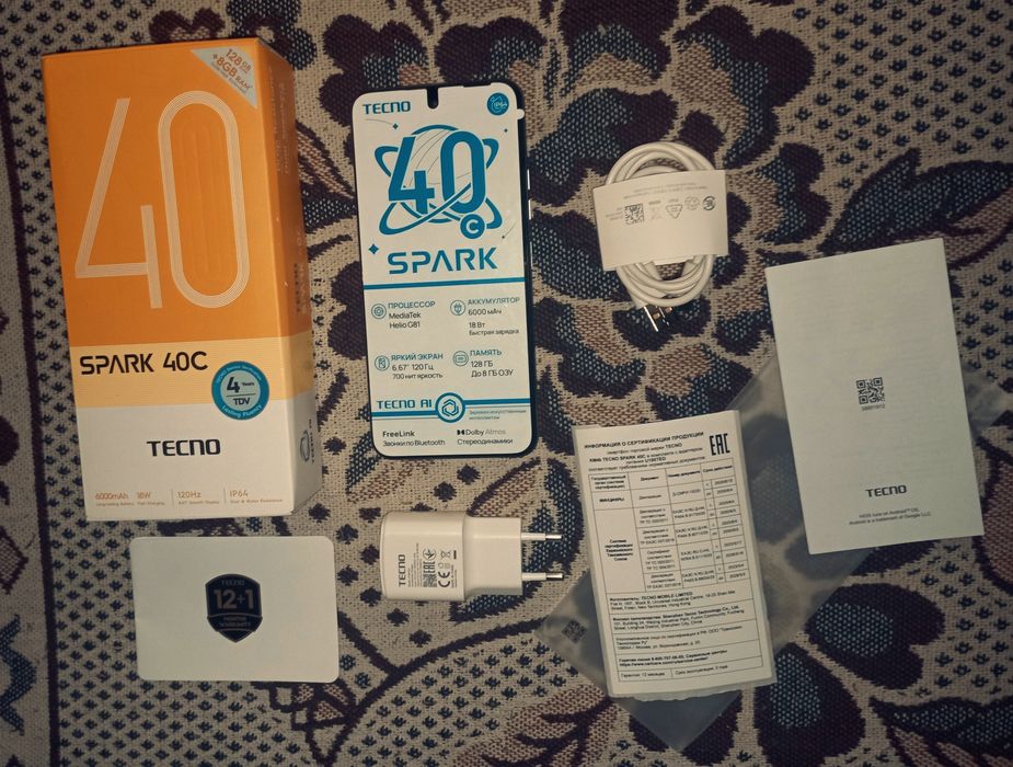 Spark 40C 8/128gb, 6.000 мАч новый